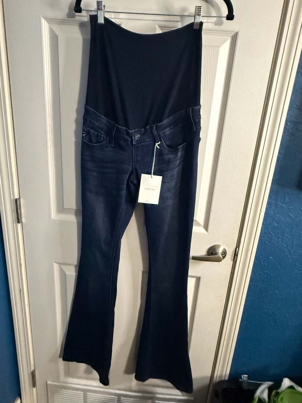 NWT Kancan Maternity Jeans 5/26 Dark Wash Flare Bootcut Stretch Denim